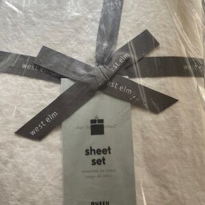 Brand new queen white linen sheet set West Elm